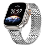 Magnetisches Edelstahl-Armband mit neun Perlen, passend für Apple Watch 46 mm / 49 mm / 45 mm / 44 mm und 42 mm / 41 mm / 40 mm / 38 mm
