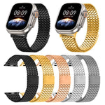 Magnetisches Edelstahl-Armband mit neun Perlen, passend für Apple Watch 46 mm / 49 mm / 45 mm / 44 mm und 42 mm / 41 mm / 40 mm / 38 mm