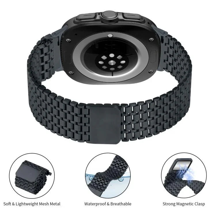 Neun-Perlen-Magnetverschluss-Uhrenarmband aus Edelstahl, für Samsung Galaxy Watch Ultra 47 mm / Ultra 2025