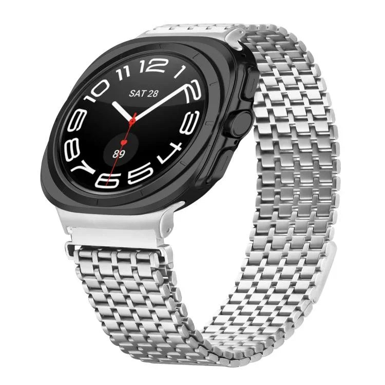 Neun-Perlen-Magnetverschluss-Uhrenarmband aus Edelstahl, für Samsung Galaxy Watch Ultra 47 mm / Ultra 2025