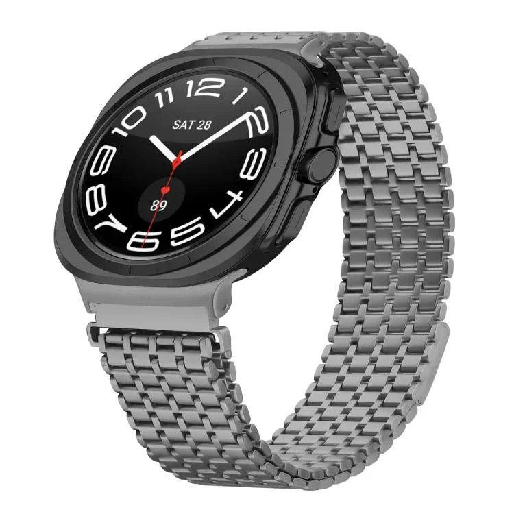 Neun-Perlen-Magnetverschluss-Uhrenarmband aus Edelstahl, für Samsung Galaxy Watch Ultra 47 mm / Ultra 2025