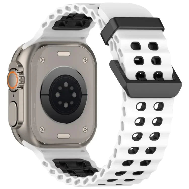 Ocean Silikon-Uhrenarmband mit zweireihiger Lochung in zwei Farben, für Apple Watch 46 mm / 49 mm / 45 mm / 44 mm