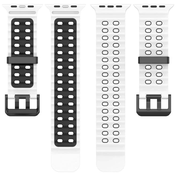Ocean Silikon-Uhrenarmband mit zweireihiger Lochung in zwei Farben, für Apple Watch 46 mm / 49 mm / 45 mm / 44 mm