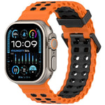 Ocean Silikon-Uhrenarmband mit zweireihiger Lochung in zwei Farben, für Apple Watch 46 mm / 49 mm / 45 mm / 44 mm