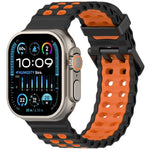 Ocean Silikon-Uhrenarmband mit zweireihiger Lochung in zwei Farben, für Apple Watch 46 mm / 49 mm / 45 mm / 44 mm