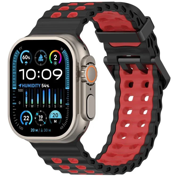 Ocean Silikon-Uhrenarmband mit zweireihiger Lochung in zwei Farben, für Apple Watch 46 mm / 49 mm / 45 mm / 44 mm