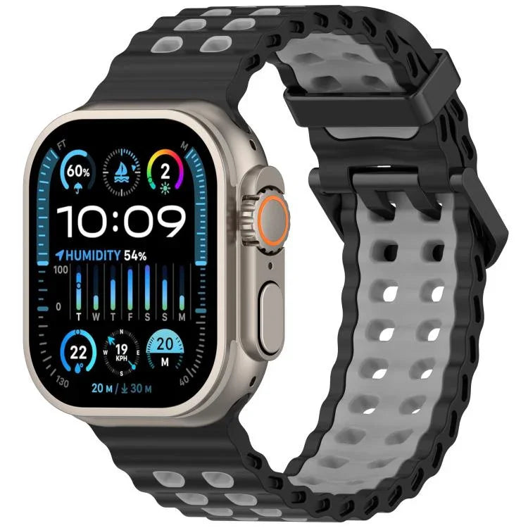Ocean Silikon-Uhrenarmband mit zweireihiger Lochung in zwei Farben, für Apple Watch 46 mm / 49 mm / 45 mm / 44 mm