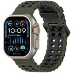 Ocean Silikon-Uhrenarmband mit zweireihiger Lochung in zwei Farben, für Apple Watch 46 mm / 49 mm / 45 mm / 44 mm