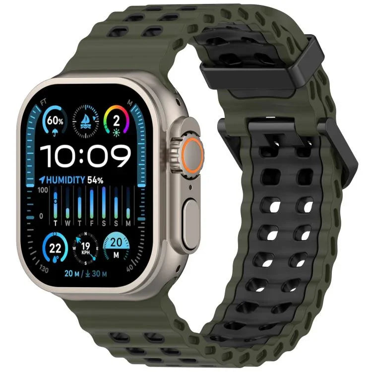 Ocean Silikon-Uhrenarmband mit zweireihiger Lochung in zwei Farben, für Apple Watch 46 mm / 49 mm / 45 mm / 44 mm