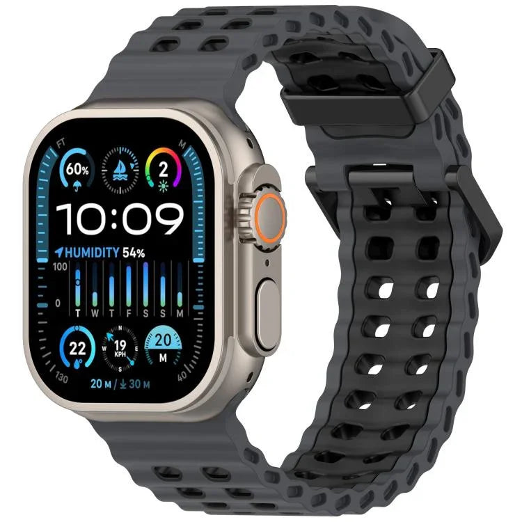 Ocean Silikon-Uhrenarmband mit zweireihiger Lochung in zwei Farben, für Apple Watch 46 mm / 49 mm / 45 mm / 44 mm