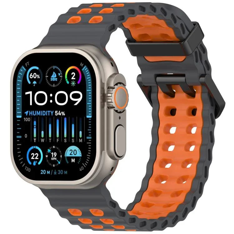 Ocean Silikon-Uhrenarmband mit zweireihiger Lochung in zwei Farben, für Apple Watch 46 mm / 49 mm / 45 mm / 44 mm