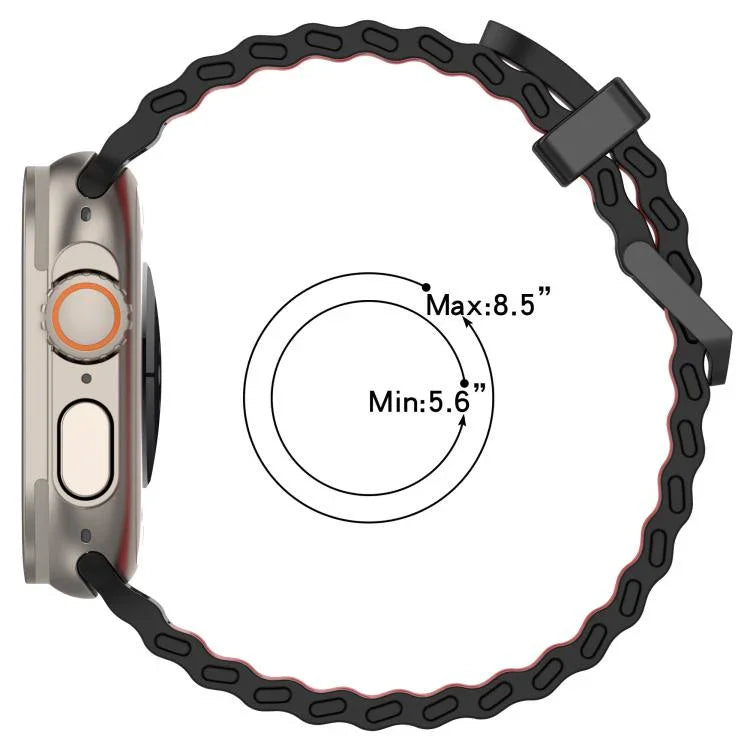 Ocean Silikon-Uhrenarmband mit zweireihiger Lochung in zwei Farben, für Apple Watch 46 mm / 49 mm / 45 mm / 44 mm