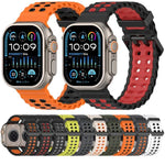 Ocean Silikon-Uhrenarmband mit zweireihiger Lochung in zwei Farben, für Apple Watch 46 mm / 49 mm / 45 mm / 44 mm