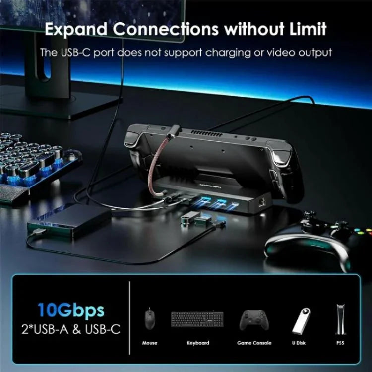 WAVLINK UHP3426 Gigabit RJ45 100W PD Hub-Adapter 6-in-1-Dockingstation für Steam Deck
