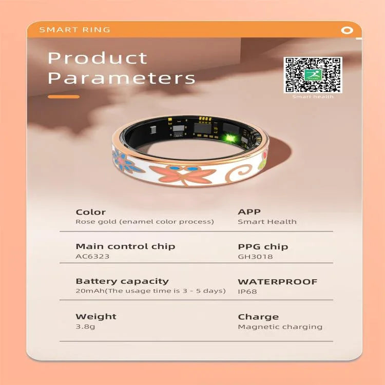 R18 SIZE 8 Smart Ring, Support Heart Rate / Blood Oxygen / Sleep / Care For Faimilies