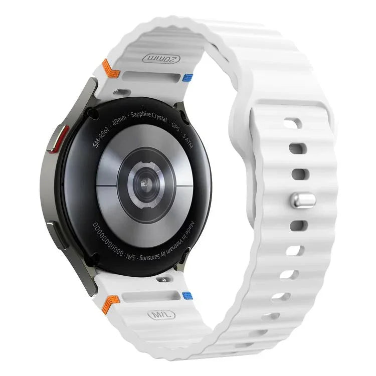Silikonarmband mit Wellenmuster und Ziernähten, 20 mm breit, für Samsung Galaxy Watch 7 (40 mm/44 mm)