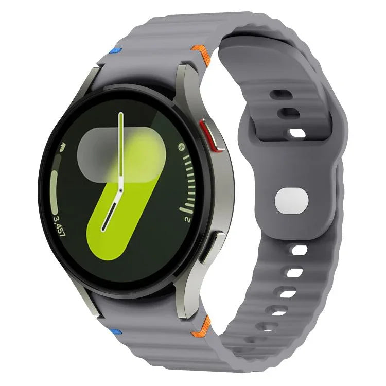 Silikonarmband mit Wellenmuster und Ziernähten, 20 mm breit, für Samsung Galaxy Watch 7 (40 mm/44 mm)