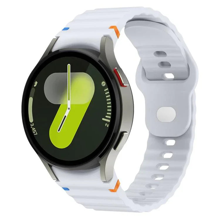 Silikonarmband mit Wellenmuster und Ziernähten, 20 mm breit, für Samsung Galaxy Watch 7 (40 mm/44 mm)