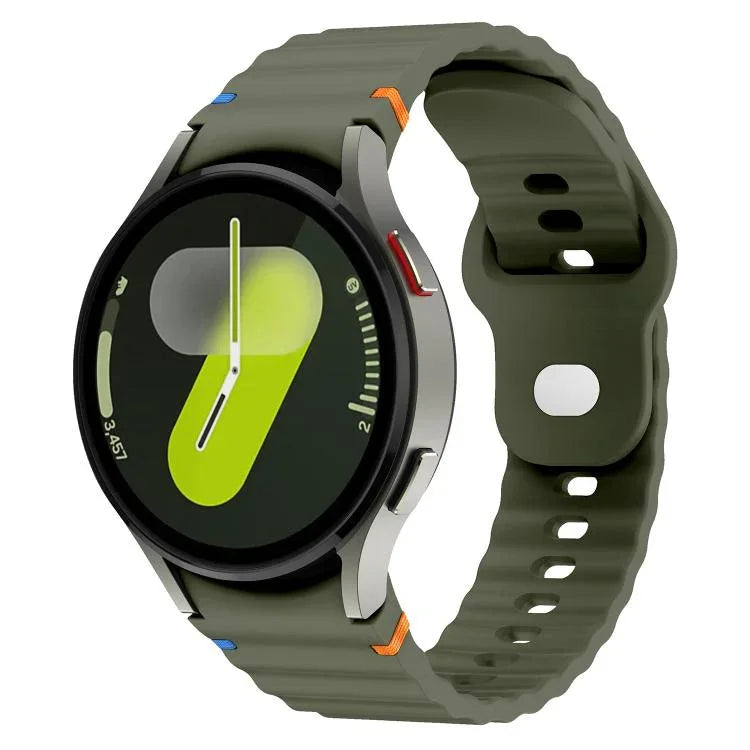 Silikonarmband mit Wellenmuster und Ziernähten, 20 mm breit, für Samsung Galaxy Watch 7 (40 mm/44 mm)