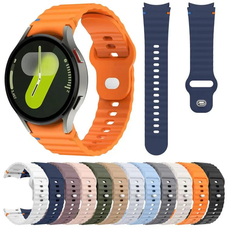 Silikonarmband mit Wellenmuster und Ziernähten, 20 mm breit, für Samsung Galaxy Watch 7 (40 mm/44 mm)