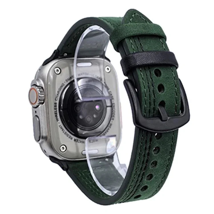 7-reihiges Lederarmband mit Tri-Star-Verschluss zum Hochziehen, passend für Apple Watch 46 mm / 49 mm / 45 mm / 44 mm und 42 mm / 41 mm / 40 mm / 38 mm