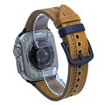 7-reihiges Lederarmband mit Tri-Star-Verschluss zum Hochziehen, passend für Apple Watch 46 mm / 49 mm / 45 mm / 44 mm und 42 mm / 41 mm / 40 mm / 38 mm
