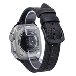 7-reihiges Lederarmband mit Tri-Star-Verschluss zum Hochziehen, passend für Apple Watch 46 mm / 49 mm / 45 mm / 44 mm und 42 mm / 41 mm / 40 mm / 38 mm