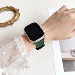 7-reihiges Lederarmband mit Tri-Star-Verschluss zum Hochziehen, passend für Apple Watch 46 mm / 49 mm / 45 mm / 44 mm und 42 mm / 41 mm / 40 mm / 38 mm