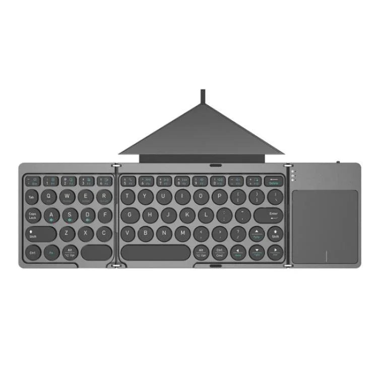 KF86 MAX Faltbare kabellose Bluetooth-Tastatur mit Touchpad + Lederhülle, mit Touchpad + Lederhülle