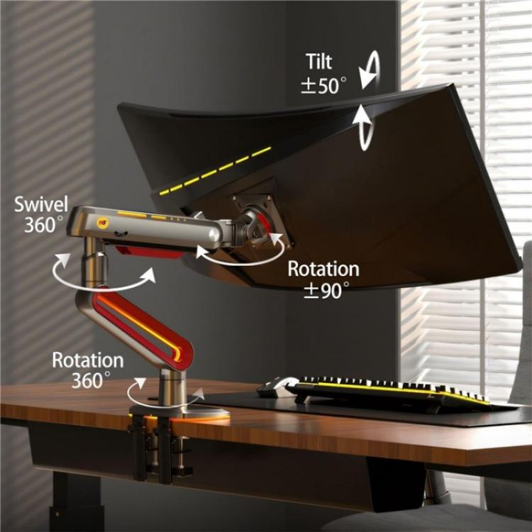NORTH BAYOU L60 RGB Light Desk Mount Halterung 32-60 Zoll Gaming Monitor Arm Stand, L60