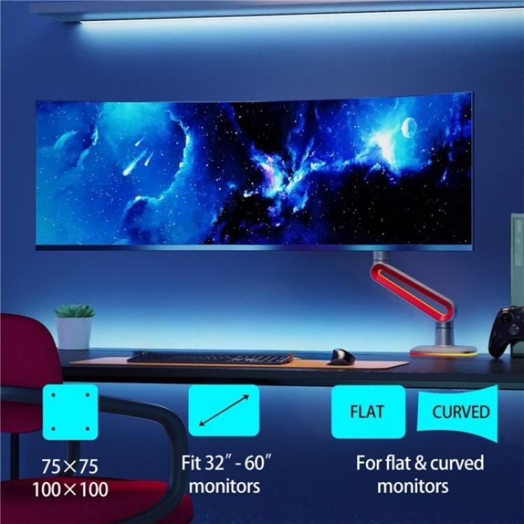 NORTH BAYOU L60 RGB Light Desk Mount Halterung 32-60 Zoll Gaming Monitor Arm Stand, L60