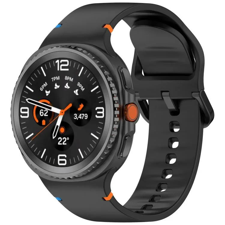 For Samsung Galaxy Watch8 / Watch8 Classic Stitched Solid Color Silicone Watch Band, S, M