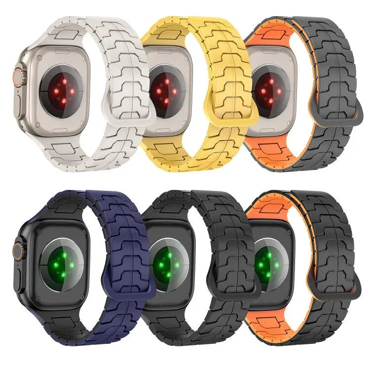 Steel Dragon Scale Magnetic Silicone Watch Band, For Apple Watch 46mm / 49mm / 45mm / 44mm