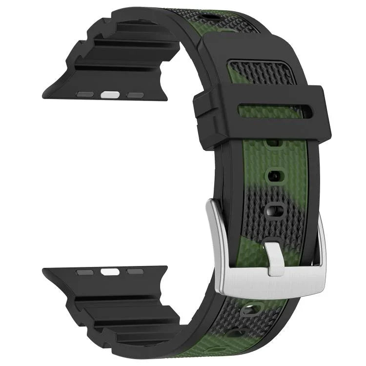 Zweifarbiges Silikonarmband mit Diamantstruktur, für Apple Watch 46 mm / 49 mm / 45 mm / 44 mm