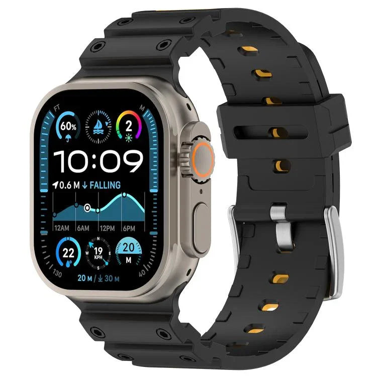 Zweifarbiges Silikonarmband mit Diamantstruktur, für Apple Watch 46 mm / 49 mm / 45 mm / 44 mm