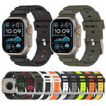 Zweifarbiges Silikonarmband mit Diamantstruktur, für Apple Watch 46 mm / 49 mm / 45 mm / 44 mm