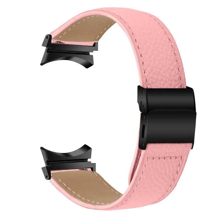 Lychee Texture Black Turtle Back Buckle Leather Watch Band, For Samsung Galaxy Watch 7 40 / 44mm
