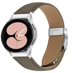 Uhrenarmband aus Leder mit Litschi-Textur und silbernem Schildkrötenverschluss, passend für Samsung Galaxy Watch 7 (40/44 mm)