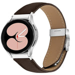 Uhrenarmband aus Leder mit Litschi-Textur und silbernem Schildkrötenverschluss, passend für Samsung Galaxy Watch 7 (40/44 mm)