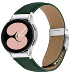 Uhrenarmband aus Leder mit Litschi-Textur und silbernem Schildkrötenverschluss, passend für Samsung Galaxy Watch 7 (40/44 mm)