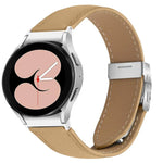 Uhrenarmband aus Leder mit Litschi-Textur und silbernem Schildkrötenverschluss, passend für Samsung Galaxy Watch 7 (40/44 mm)