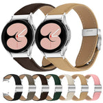 Uhrenarmband aus Leder mit Litschi-Textur und silbernem Schildkrötenverschluss, passend für Samsung Galaxy Watch 7 (40/44 mm)