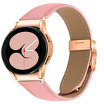 Schnellverschluss-Armband aus Leder mit Litschi-Textur in Roségold und Schildkrötenverschluss, passend für Samsung Galaxy Watch 7 (40/44 mm)