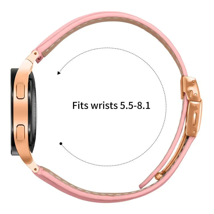Schnellverschluss-Armband aus Leder mit Litschi-Textur in Roségold und Schildkrötenverschluss, passend für Samsung Galaxy Watch 7 (40/44 mm)