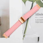 Schnellverschluss-Armband aus Leder mit Litschi-Textur in Roségold und Schildkrötenverschluss, passend für Samsung Galaxy Watch 7 (40/44 mm)