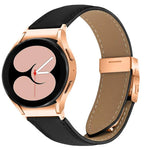 Schnellverschluss-Armband aus Leder mit Litschi-Textur in Roségold und Schildkrötenverschluss, passend für Samsung Galaxy Watch 7 (40/44 mm)