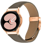 Schnellverschluss-Armband aus Leder mit Litschi-Textur in Roségold und Schildkrötenverschluss, passend für Samsung Galaxy Watch 7 (40/44 mm)