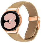 Schnellverschluss-Armband aus Leder mit Litschi-Textur in Roségold und Schildkrötenverschluss, passend für Samsung Galaxy Watch 7 (40/44 mm)