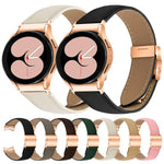 Schnellverschluss-Armband aus Leder mit Litschi-Textur in Roségold und Schildkrötenverschluss, passend für Samsung Galaxy Watch 7 (40/44 mm)