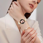 Schnellverschluss-Armband aus Leder mit Litschi-Textur in Roségold und Schildkrötenverschluss, passend für Samsung Galaxy Watch 7 (40/44 mm)